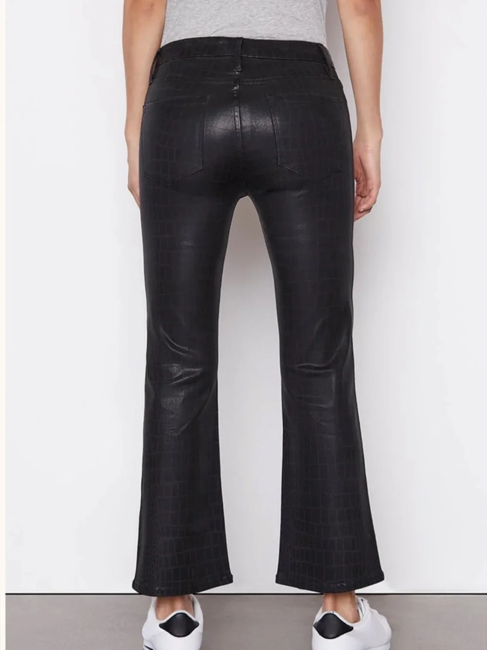 Frame Le Cropped Mini Boot Noir Croc Coated Black Jeans size 32 NWT NEW - Picture 3 of 11